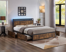 Load image into Gallery viewer, Wood Grain Storage Bed with USB if-5930 Double Size
