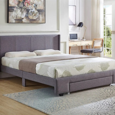 Queen Size IF-5373 Grey Linen Platform Bed Frame