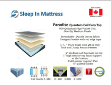 Load image into Gallery viewer, Firmness 6: Paradise Single / Twin Pillow Top Pocket Coil by Sleep In or
