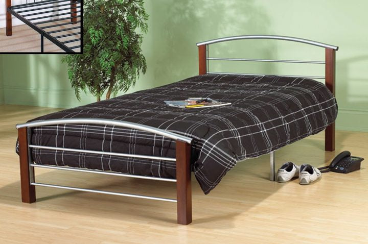 Silver and Dark Cherry Double Size Bed Frame 127
