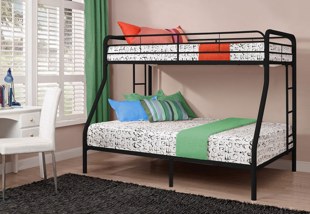 Single Over Double Black Metal Bunk Bed Frame b501