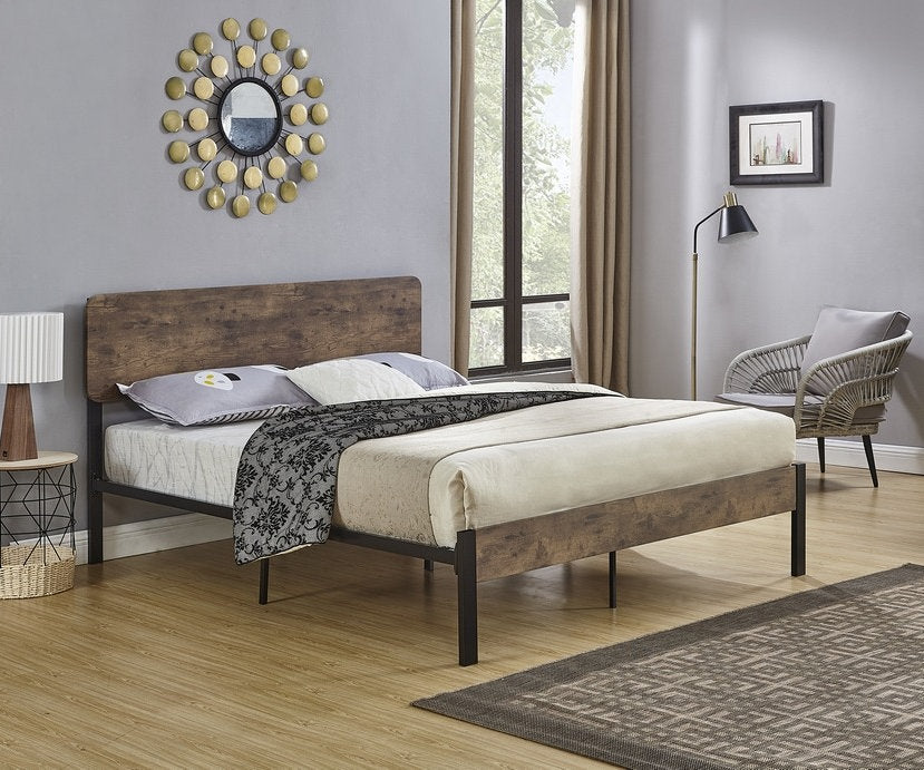 IF-5580 Rustic Wood Bed Frame Queen Size