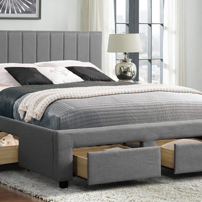 Light Gray Linen king Four Drawer Storage Bed T2157