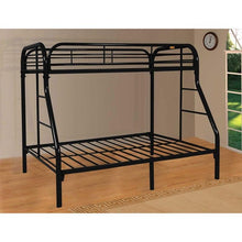 Load image into Gallery viewer, Single Over Double Black Metal Bunk Bed Frame b501

