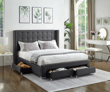 Load image into Gallery viewer, If-5327 Queen Charcoal Velvet Four Drawer Storage Bed

