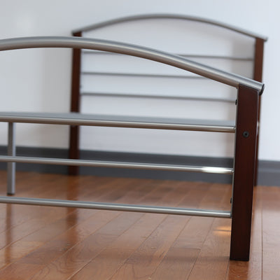 Silver and Dark Cherry Single Size Bed Frame 127